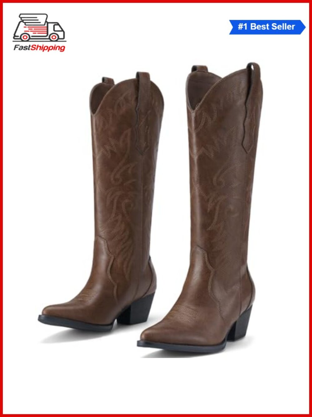 ✨ Rollda Women's Knee-High Cowboy Boots Western